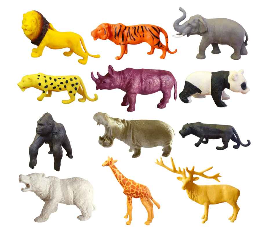 12 Pieces Wildlife Animal Set for Kids - Big Multicolor