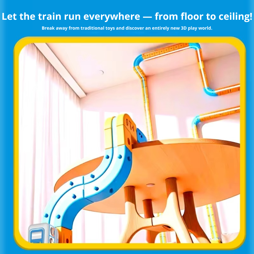 Packaging for Kids' Anti-Gravity Magnetic Track Build & Play Set with Electric Train, ideal gift