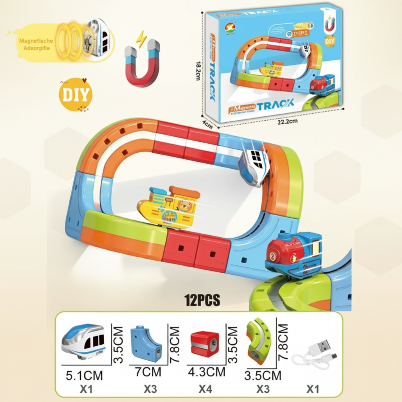 Magnetic building blocks activity playset for kids, an educational anti-gravity electric train track